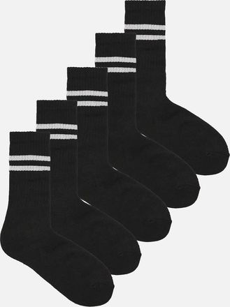 Jack & Jones Mens Jack & Jones Regan Stripe Tennis Socks 5 Pack - Black - Black/Black