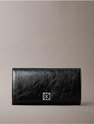 Calvin Klein Womens Emblem Logo Bifold Wallet - Black