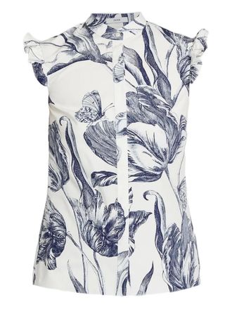 Erdem floral-print sleeveless shirt - Neutrals