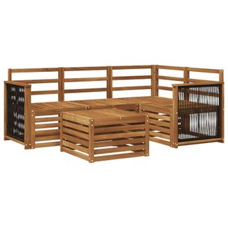 vidaXL Conjunto De Sof&aacute;s De Exterior 5 Pcs Natural 59 X 59 X 37 Cm Vidaxl