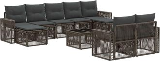 vidaXL Conjunto De Sof&aacute;s De Jard&iacute;n 10 Uds. Gris Y Gris Oscuro Vidaxl