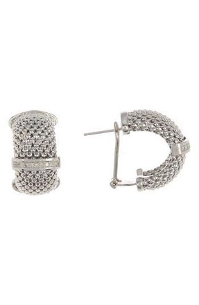 Meshmerise Diamond Mesh French Clip Earrings in White at Nordstrom Rack