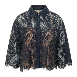 Michael Kors Shirts, female, Blue, Size: M Lace Shirt