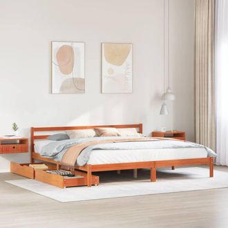 Berkfield Home Bed Frame without Mattress Wax Brown 200x200 cm Solid Wood Pine