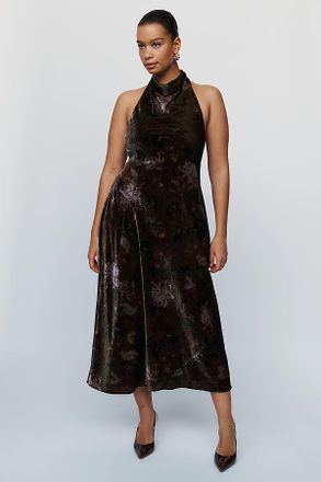 Maeve Jamie Velvet Halter Midi Dress