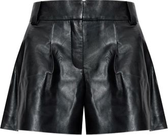 Iro Shorts in pelle con pieghe - Nero