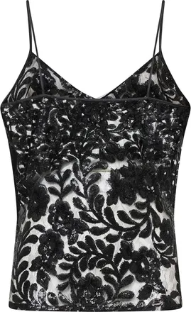 Golden Goose Womens Black Sequin-Embroidered Tulle Journey Top Polyester Tops