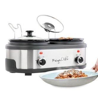 MegaChef Dual 1.5 Quart Crock Buffet Slow Cooker in Grey at Nordstrom