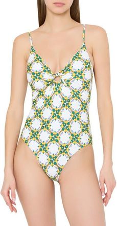 Milly Lemon Tile Ring One-Piece Swimsuit in White Multi at Nordstrom, Size X-Small