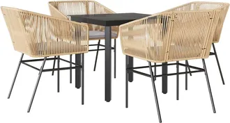 vidaXL Vidaxl - Set Da Pranzo Da Giardino 5pz Con Cuscini Polyrattan Vetro