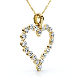 Pompeii3 1Ct Diamond Heart Pendant 10k Gold Lab Grown 18 Womens Necklace Size: 1 Tall