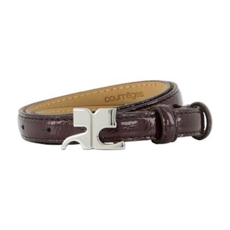 Courrèges Belts, female, Red, Size: 75 CM Burgundy Leather Belt - Patent Calf