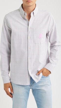 Les Deux x Prince Check Cotton Seersucker Button-Down Shirt in Ivory at Nordstrom, Size Xx-Large