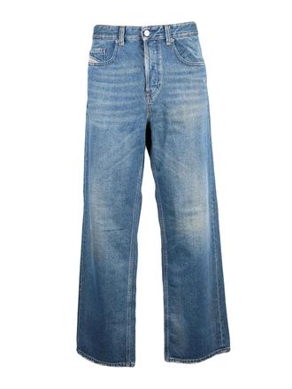 Diesel Blue Cotton Loose Fit Jeans