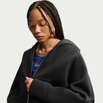 Nike Womens Article Fleece Oversized Full-Zip Hoodie in Black | IM8479-010