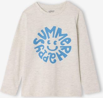 Vertbaudet Jungen Shirt mit Print wei&szlig; meliert