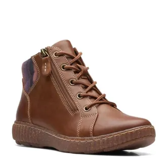 Clarks Caroline Park Bootie Womens Brown Leather Side Zip Ankle Boots LION712