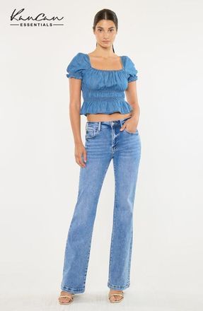 Kancan Avonlea Essentials High Rise Wide Leg Flare Jeans in Medium Wash at Nordstrom, Size 27
