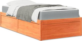 vidaXL Vidaxl - Cama Con Colch&oacute;n Madera Maciza De Pino Marr&oacute;n Cera 100x200 Cm