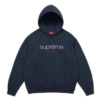SUPREME SS26 Classic Logo Hooded Sweatshirt Navy SUP-SS26-051-NVY