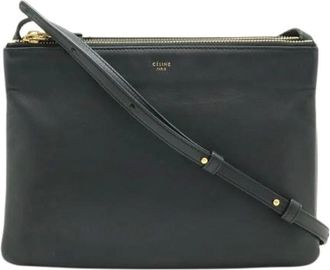 Celine Pre-owned Cross Body Bags, female, Black, Size: ONE SIZE Pre-owned Trio Leather Shoulder Bag