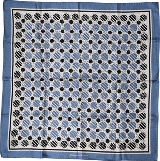 Dolce & Gabbana Blue Dotted Silk Square Foulard 66cm Womens Scarf