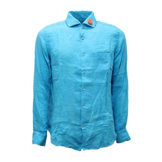 Altea Linnen Overhemd - Heren - Casual Overhemden - Blauw - M - Linnen - Overhemden