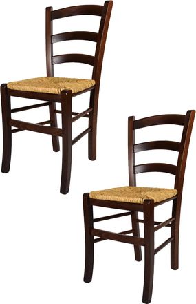 Tommychairs Tommychairs 2 Sillas Venezia En Haya Nuez Y Asiento De Paja