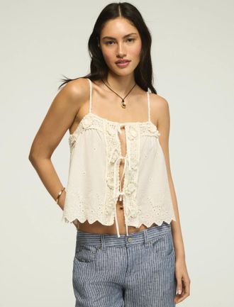 Lucky Brand Womens Crochet Trim Tank