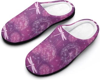 Generic Dragonfly Bugs Dandelion Mens Slippers Comfortable And Non-slip Cotton Slipper Shoe for House