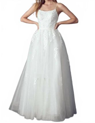 Juliet Floral Applique A-Line Wedding Gown In White