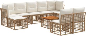 vidaXL Conjunto De Sof&aacute;s De Exterior 10 Uds. 9 Plaza Natural Y Crema Vidaxl