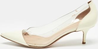 Gianvito Rossi Cream Patent Plexi Pumps