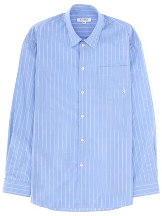 Sporty & Rich Logo-Embroidered Cotton Shirt - Blue