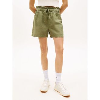 Tommy Jeans Short in hoofdzakelijk linnen, elastische taille, striksluiting