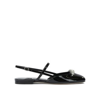 Jimmy Choo London Schoenen, Dames, Zwart, 41 EU, Leer, Belinda Flat Slingback