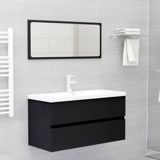 Berkfield Home Sink Cabinet with Built-in Basin Black Engineered Wood