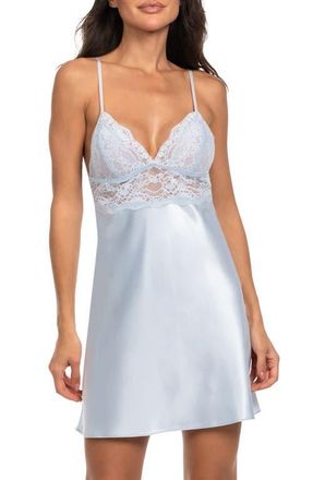 In Bloom by Jonquil Annie Lace Trim Satin Chemise in Pale Blue at Nordstrom, Size X-Small
