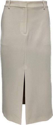 Theory Front Slit Midi Skirt in Cream Triacetate