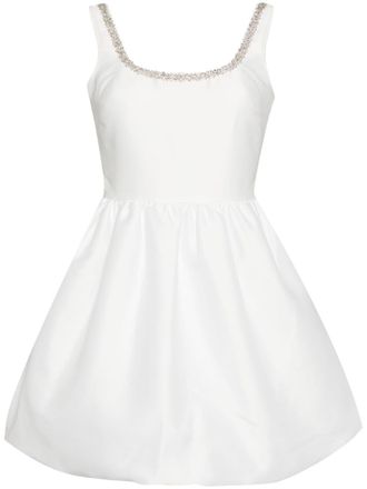 Self Portrait taffeta diamante mini dress - White