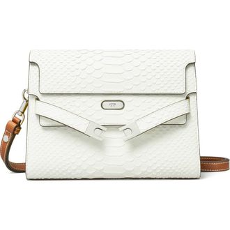 Tory Burch Lee Radziwill Snake Embossed Leather Shoulder Bag in Blanc at Nordstrom