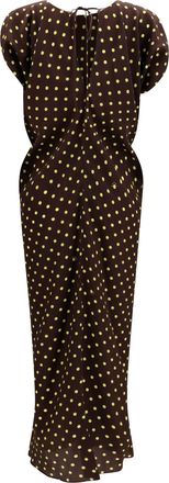 Marni Womens Printed Polka Dot Crepe Dress Sadelle Brown Silk; Nylon