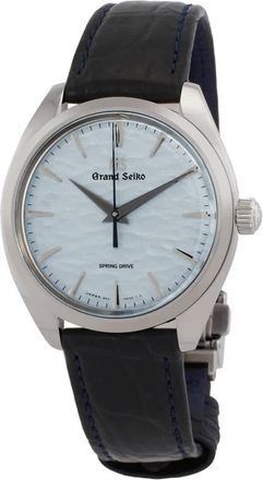 Grand Seiko Elegance Spring Drive Omiwatari Hand Wind Blue Dial Mens Watch SBGY007G