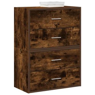 Berkfield Home Cabinets with 2 Drawers 2 pcs Smoked Oak 60x31x40 cm Engineered Wood in Brown | Size: 60 x 31 x 40 cm