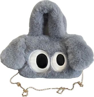 Generic Cute big-eyed dog chain bag autumn and winter faux plush bag(grey)