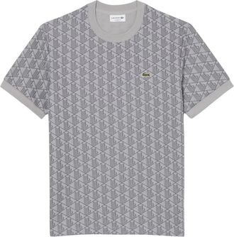 Lacoste T-shirt Slim Fit met Jacquard Monogram - Heren - T-shirts - Grijs - XL - Tops