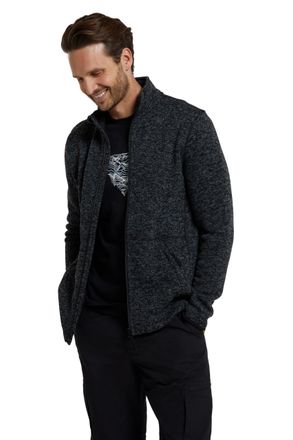 Mountain Warehouse Idris II Mens Full Zip Fleece - Breathable Jacket, Lightweight, Stand Up Neckline - Best for Spring Summer, Travelling, Outdoors, Hiking Black 3XL