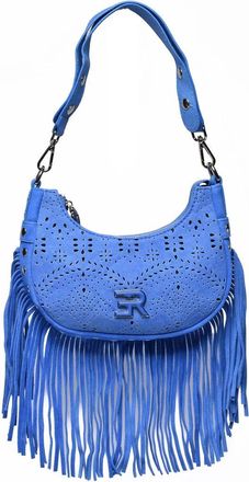 Ermanno Scervino Blue Hobo Terra Canvas Sangallo Crossbody Bag