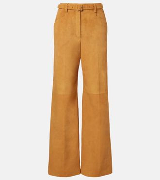 Gabriela Hearst Pantaloni Norman in camoscio a gamba larga