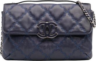 Chanel Pre-owned Gewatteerde Leren Schoudertas - Dames - Vintage Schoudertas - Blauw - ONE Size - Leer - Vintage